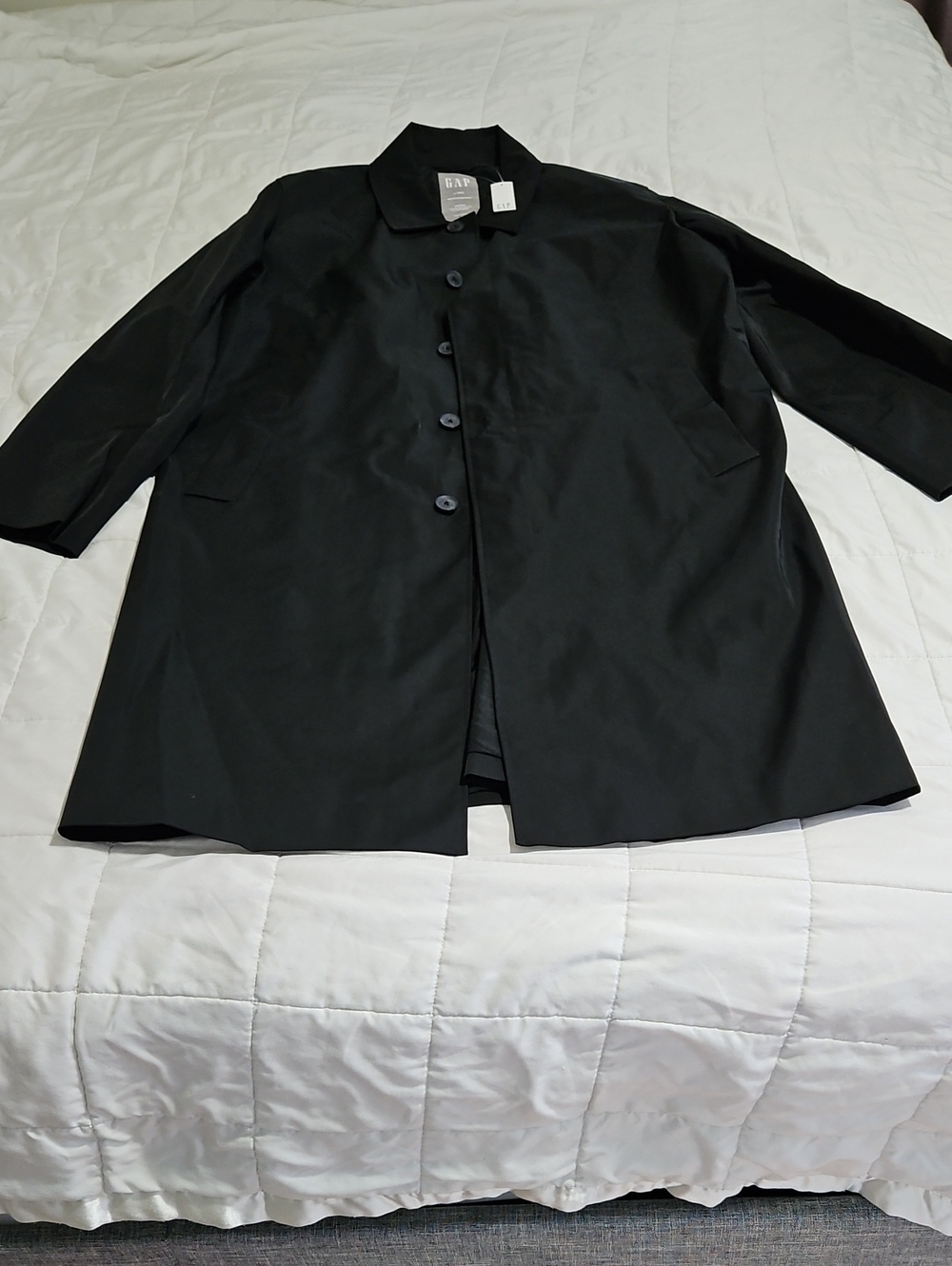 GAP Black Single-Breasted Trench Coat